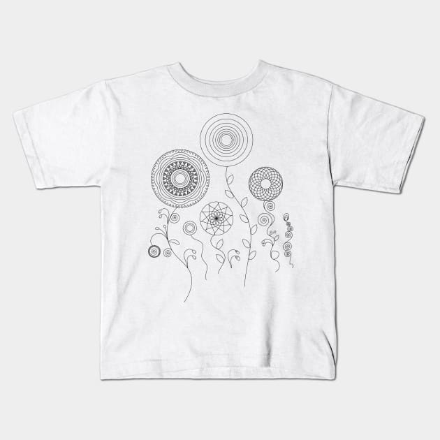 Mandala flowers Kids T-Shirt by hedehede